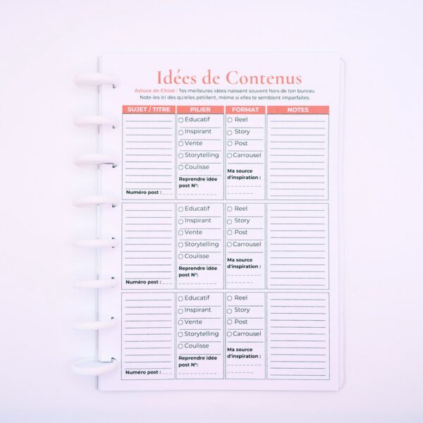 Fiche idées de contenus (x 50 pages)